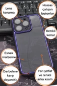 iPhone 12 Pro Max Uyumlu Mor Kenarlı Renkli Yarı Şeffaf Kapak Kılıf Kamera Lens Korumalı thumbnail 7