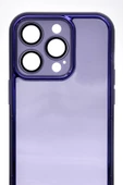 iPhone 14 Pro Uyumlu Mor Kenarlı Renkli Yarı Şeffaf Kapak Kılıf Kamera Lens Korumalı thumbnail 6