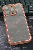 iPhone 13 Pro Uyumlu Pembe Kenarlı Renkli Yarı Şeffaf Kapak Kılıf Kamera Lens Korumalı thumbnail 1