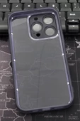 iPhone 14 Pro Uyumlu Mor Kenarlı Renkli Yarı Şeffaf Kapak Kılıf Kamera Lens Korumalı thumbnail 5