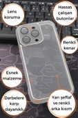 iPhone 12 Pro Max Uyumlu Gri Kenarlı Renkli Yarı Şeffaf Kapak Kılıf Kamera Lens Korumalı thumbnail 6
