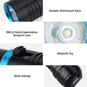 Valkyrie Profesyonel Şarjlı Su Altı Dalış Feneri Metal Kasa Yüksek Aydınlatma Su Geçirmez  2000mAh Kutulu - 5
