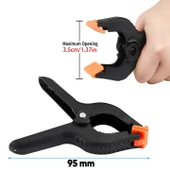 4 ADET Yaylı Kıskaç Mandal El Tip İşkence Mengene Siyah Klips Hobi 35 mm - 2