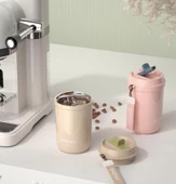 Shotay Strow Çelik Termos Mug 410Ml Krem - 3