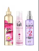 Pantene 7/24 Saç Bakım Kremi Anında Bukle Şekillendirici 300 ml + Taft Saç Köpüğü Bukle Belirginleştirici + Elseve Hydra hyaluronic Nem Ile Dolgunlaştıran Sprey Serum - 1