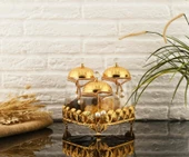 Cam Kavanoz Seti Gold Renk Palmiye Model - 1