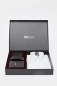 Beyaz Gömlek Slim Fit, Kravat, Cüzdan, Parfüm 4'lü Set, Damat Bohçası, Hediye Seti, Düğün Set - 1