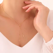 925 Ayar Gümüş Sallantılı Üçgen Kolye thumbnail 1