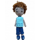Kıvırcık Saçlı Erkek Amigurumi Organik Oyuncak Bebek - 1