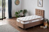 Niron Latte 90x190 cm Tek Kişilik Yatak Baza Başlık Seti - Sert Yatak, Kumaş Baza ve Başlık Takımı - 1