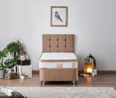 Niron Latte 90x190 cm Tek Kişilik Yatak Baza Başlık Seti - Sert Yatak, Kumaş Baza ve Başlık Takımı - 2