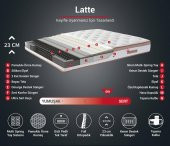 Niron Latte 90x190 cm Tek Kişilik Yatak Baza Başlık Seti - Sert Yatak, Kumaş Baza ve Başlık Takımı - 3