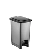 Omnipazar SY4280 10 lt Slim Pedallı Gri Plastik Çöp Kova Siyah Kapak - 1