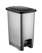 Omnipazar SY4282 25 lt Slim Pedallı Gri Plastik Çöp Kova Siyah Kapak - 1