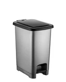 Omnipazar SY4281 15 lt Slim Pedallı Gri Plastik Çöp Kova Siyah Kapak - 1