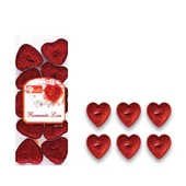 Simli Kırmızı Kalpli Tealight Mum 10 Adet - 1