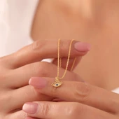 925 Ayar Gümüş Taşlı Minimal Göz Kolye thumbnail 1