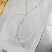 925 Ayar Gümüş Sallantılı Taşlı Gold Kolye thumbnail 5