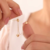 925 Ayar Gümüş Sallantılı Asansörlü Çift Kalp Kolye thumbnail 2