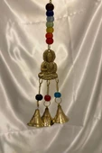 Rüzgar çanı deprem zili çanı kapı zili Pirinç Buda Budha thumbnail 2