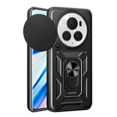 Honor Magic 6 Pro Kılıf Magnetik Standlı Kamera Korumalı Zore Sürgülü Vega Kapak - 1