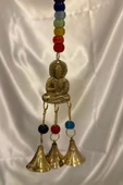Rüzgar çanı deprem zili çanı kapı zili Pirinç Buda Budha thumbnail 1