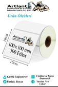 100x100 mm Barkod Etiketi Yapışkanlı 1 Adet Rulo Etiket Termal Barkot Terazi Etiketi 500 lü Barkod Yazıcılara 10x10cm - 2