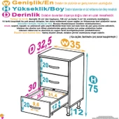 Modilayn SÖKE 3'lü Çekmece Banyo Dolabı 35x75x32,5 cm’ lik Çok Yönlü Çekmecelerle Daha Düzenli thumbnail 4