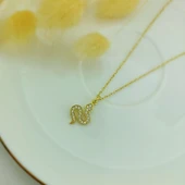 925 Ayar Gümüş Taşlı Minimal Yılan Kolye thumbnail 3