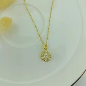 925 Ayar Gümüş Taşlı Minimal Kar Tanesi Kolye thumbnail 3