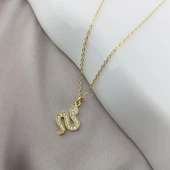 925 Ayar Gümüş Taşlı Minimal Yılan Kolye thumbnail 4