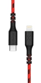 XONECT Type-C to Lightning uyumlu iPhone Modelleri için Hızlı Şarj ve Data Kablosu 100cm Örgülü Kırmızı thumbnail 3