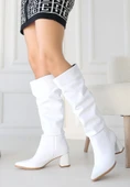Pitay Beyaz Cilt Topuklu Çizme - 2