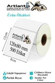 120x80 mm Barkod Etiketi Yapışkanlı 3 Adet Rulo Etiket Termal Barkot Terazi Etiketi 500 lü Barkod Yazıcılara Uyumludur - 2