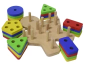 Eğitici Ahşap Geometrik Şekilli Montessori Bul tak (25 parça) Oyunu Kokusuz, Sağlıklı, Boyası Çıkmaz - 7