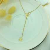 925 Ayar Gümüş Kelebek ve Çiçek Kolye thumbnail 3