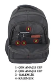 Case Club  Büyük Boy 17 inç Laptop Bölmeli Sırt Çantası Darbe Emici Koruma Su Geçirmez Kumaş - 8