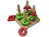 Eğitici Ahşap Şekilli Montessori Kare geçmeli Bul tak (21 parça) Oyunu Kokusuz, Sağlıklı, Boyası Çık - 5