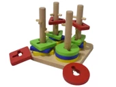 Eğitici Ahşap Şekilli Montessori Kare geçmeli Bul tak (21 parça) Oyunu Kokusuz, Sağlıklı, Boyası Çık - 6