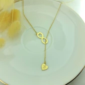 925 Ayar Gümüş Sonsuzluk ve Harfli Kalp Kolye thumbnail 3