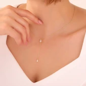 925 Ayar Gümüş Damla Taşlı Sallantılı Kolye thumbnail 1