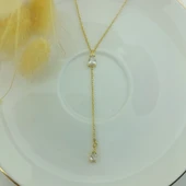 925 Ayar Gümüş Damla Taşlı Sallantılı Kolye thumbnail 3