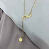 925 Ayar Gümüş Sonsuzluk ve Harfli Kalp Kolye thumbnail 4