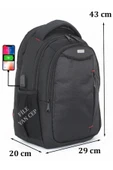 Case Club 9800 Laptop Sırt Çantası 15.6 Inç Su Geçirmez Kumaş Usb Aparatlı - 2