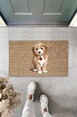 Kahverengi Kapı Önü Paspası Sevimli Köpekcik Desen  K-3208 - 1