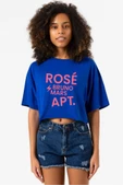 BLACKPINK ROSE BRUNO MARS APT Mavi Kadın Crop Tshirt - 1