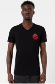 He Man Ghostmasters Logo Siyah Erkek V yaka Tshirt - 1