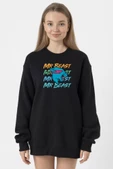 Mr Beast Lettern Siyah Kadın 2ip Sweatshirt thumbnail 1