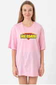He Man Logo Pembe Kadın Oversize Tshirt - 1