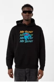 Mr Beast Lettern Siyah Erkek 3ip Kapşonlu Sweatshirt thumbnail 1